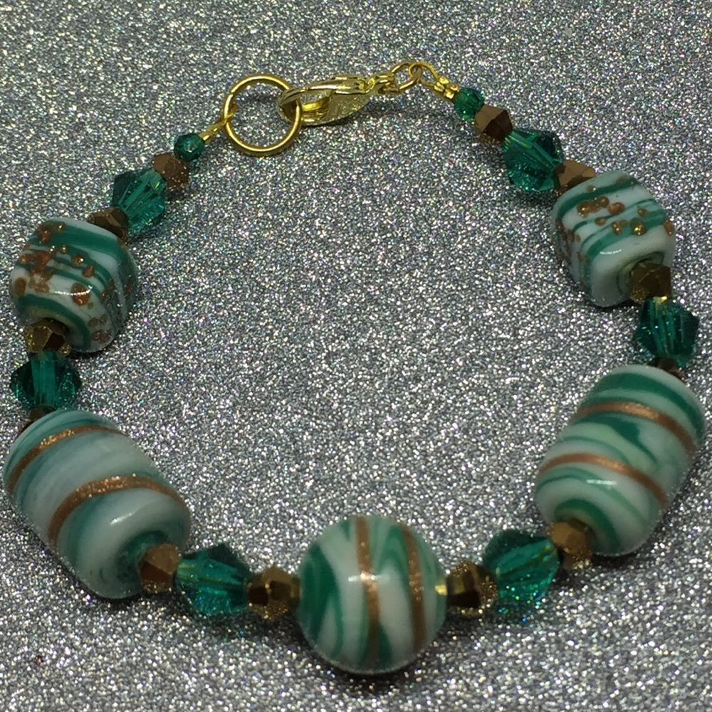 Blue glass handmade bracelet